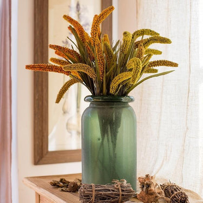 Artificial Millet Stem 37in Tall Faux bouquet in a green glass vase by RusticReach on Tampa Home & Garden Store