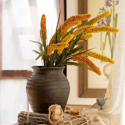 Artificial Millet Stem 37-inch tall faux bouquet in dark ceramic vase RusticReach on Tampa Home & Garden Store