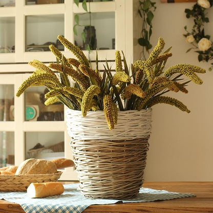 Artificial Millet Stem 37 inches tall in white woven basket by RusticReach on Tampa Home & Garden Store