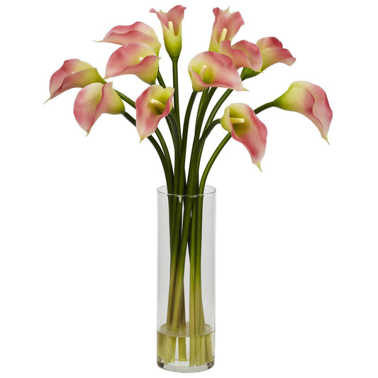 Arreglo floral de seda con mini calas