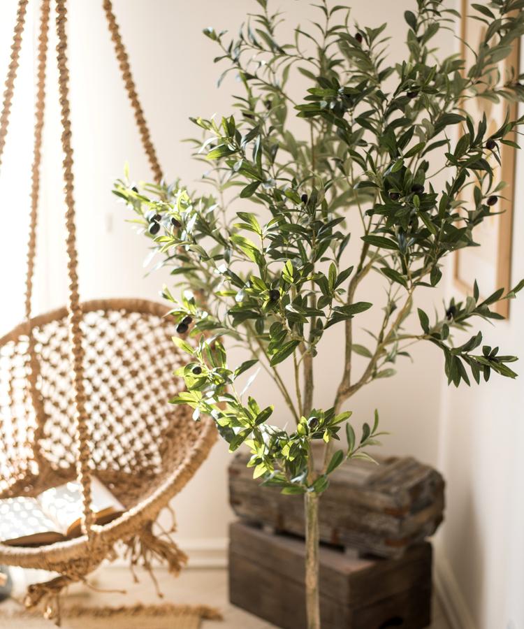 Artificial Silk Faux Olive Tree in Pot with green olive-leaf foliage RusticReach on Tampa Home & Garden Store