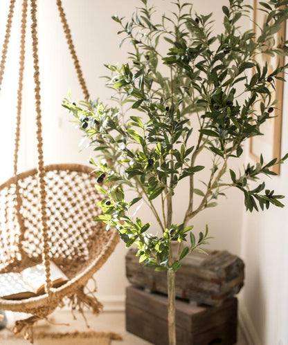 Artificial Silk Faux Olive Tree in Pot with green olive-leaf foliage RusticReach on Tampa Home & Garden Store