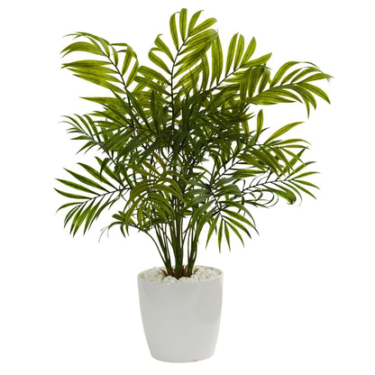 Palms in White Planter artificial plant set of 2 with green fronds by Nearly Natural on Tampa Home & Garden Store