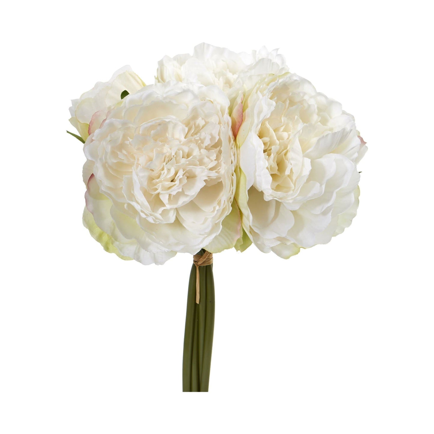 Peony bouquet artificial stems in ivory cream, 6-stem arrangement by Nearly Natural on Tampa Home & Garden Store