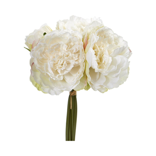 Peony bouquet artificial stems in ivory cream, 6-stem arrangement by Nearly Natural on Tampa Home & Garden Store