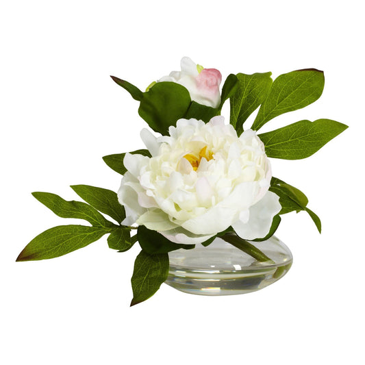 Peony w/Glass Vase (Set of 3) - Tampa Home & Garden Store