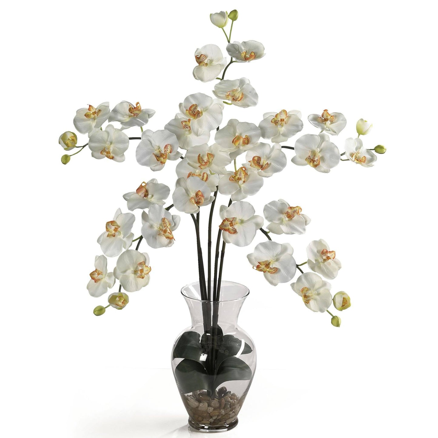 Phalaenopsis Liquid Illusion Silk Flower Arrangement Nearly Natural white orchids in glass vase on Tampa Home & Garden Store