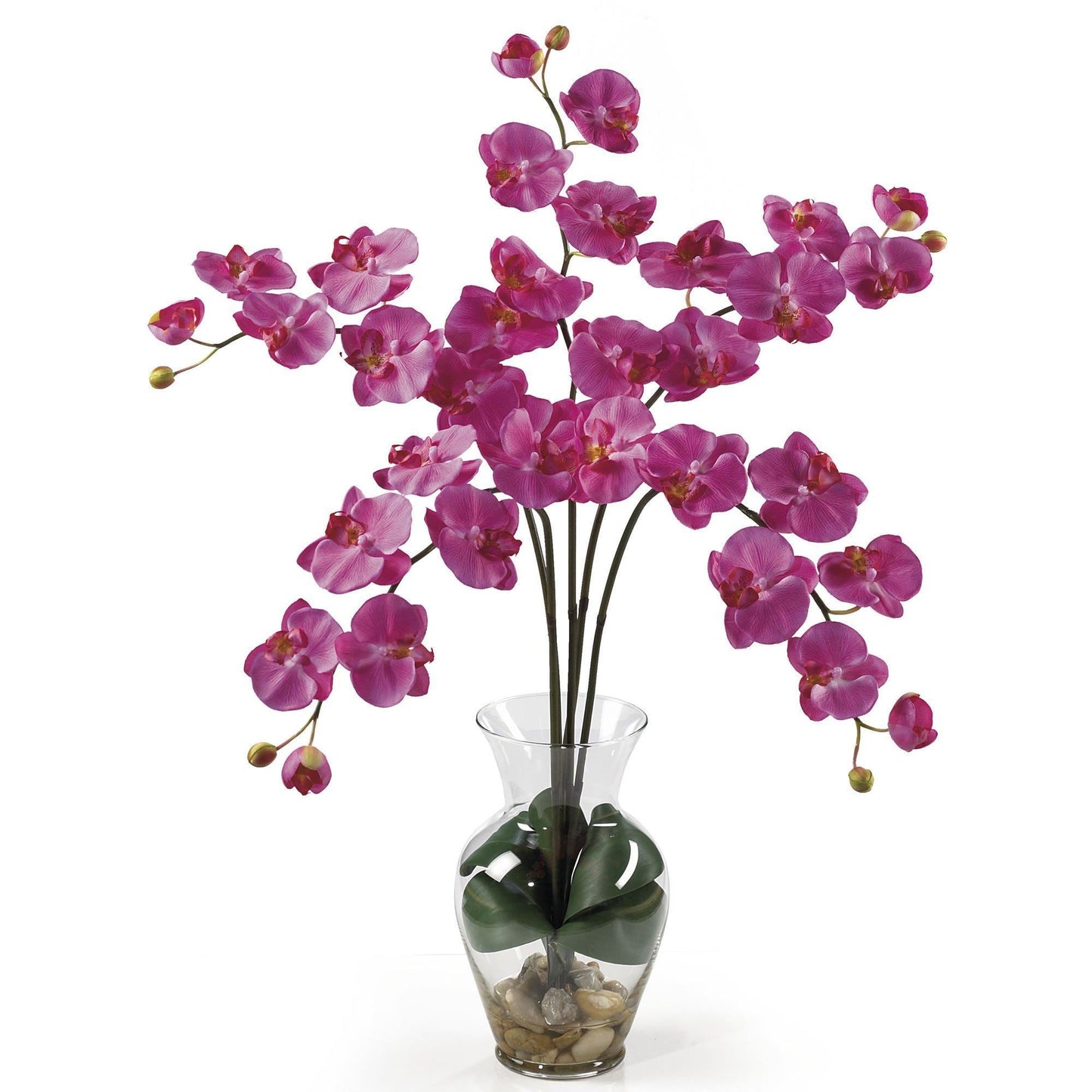 Phalaenopsis Liquid Illusion silk flower arrangement in a clear vase with pink orchids on Tampa Home & Garden Store