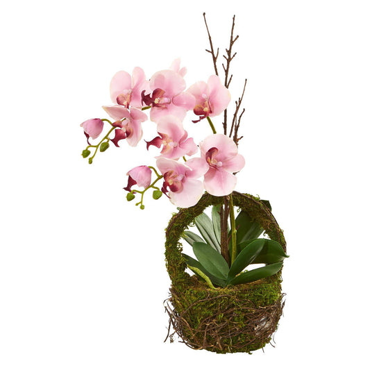 Phalaenopsis Orchid Artificial Arrangement in Twig Basket - Tampa Home & Garden Store