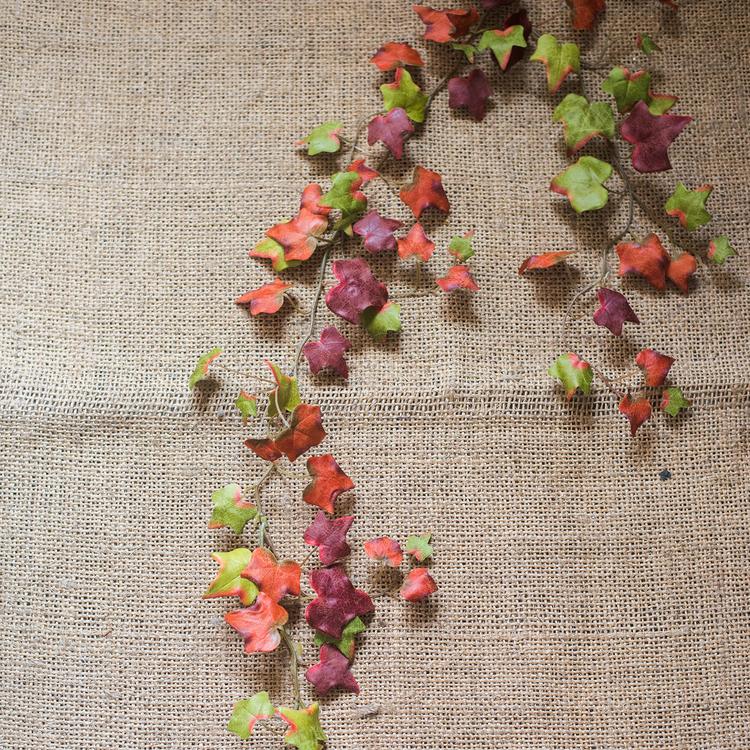 Artificial Ivy League Vine 43in long RusticReach green, orange burgundy leaves on burlap on Tampa Home & Garden Store