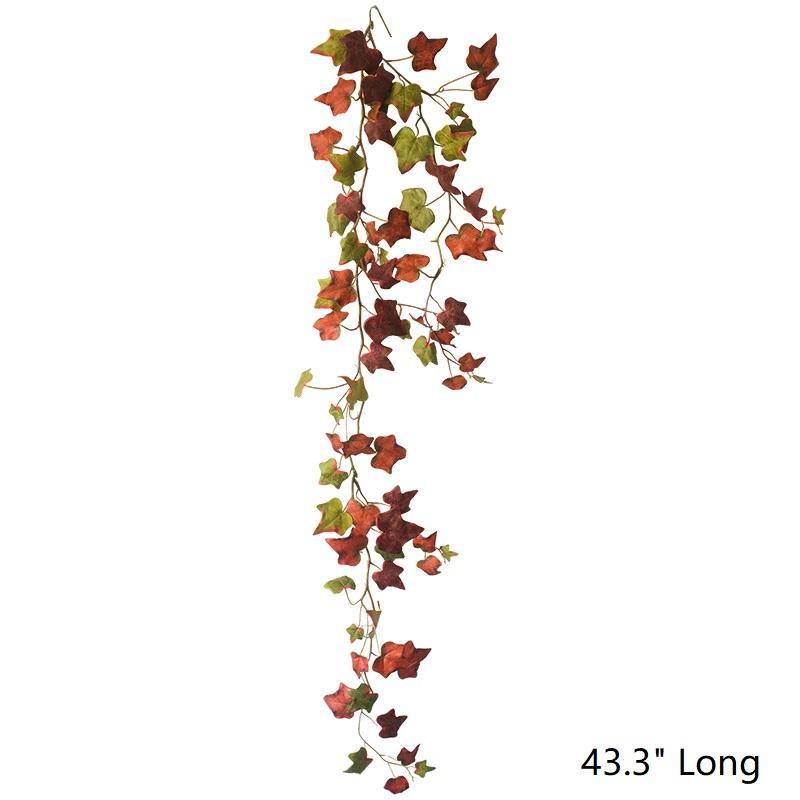 Artificial Plant Autumn Ivy League Vine, RusticReach, 43.3 inches long with green, orange, burgundy leaves on Tampa Home & Garden Store