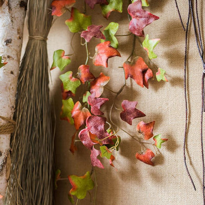 Artificial Ivy League Vine with autumn green, burgundy and orange leaves 43in RusticReach on Tampa Home & Garden Store