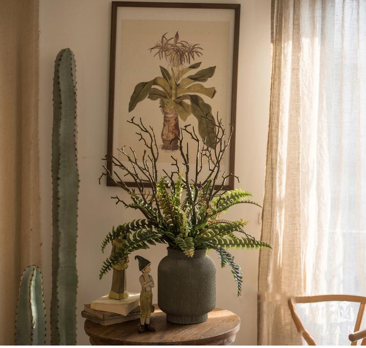 Artificial Big Rock Fern stem in gray ceramic vase by RusticReach, 22 inches tall on Tampa Home & Garden Store