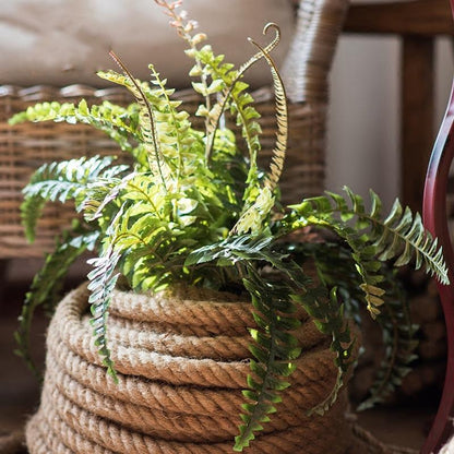 Artificial Rock Fern Stem 22in in a woven rope planter with lush green fronds RusticReach on Tampa Home & Garden Store