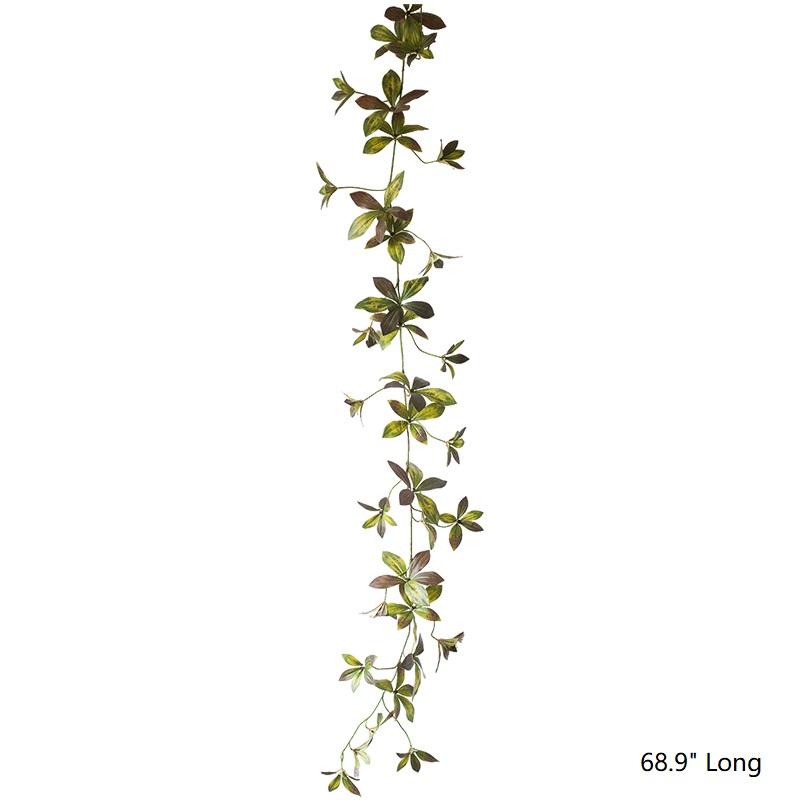 RusticReach artificial plant brown-green large leaf vine, 69in long, trailing indoor decor on Tampa Home & Garden Store