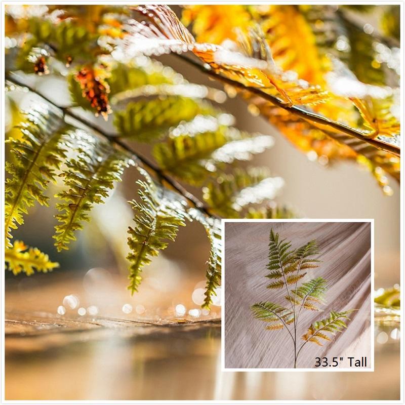 Artificial Cyathea fern stem 34 inch tall with green and yellow fronds RusticReach indoor flora on Tampa Home & Garden Store