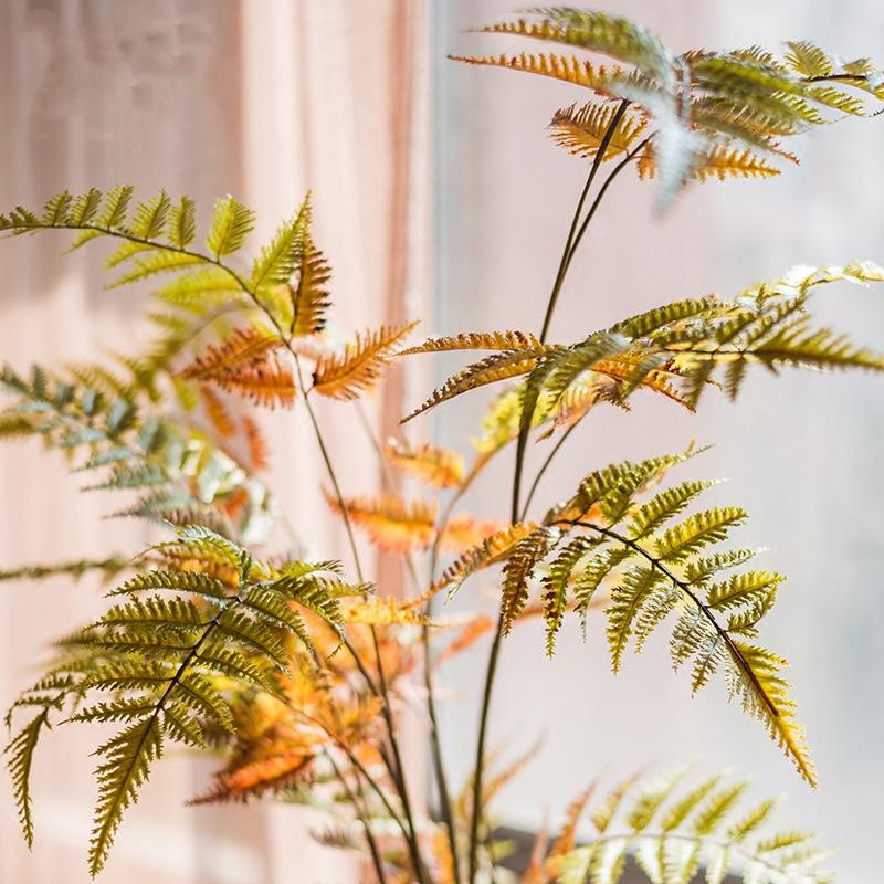Artificial Cyathea leaf stem fern, 34 inches tall, RusticReach, green and orange foliage on Tampa Home & Garden Store