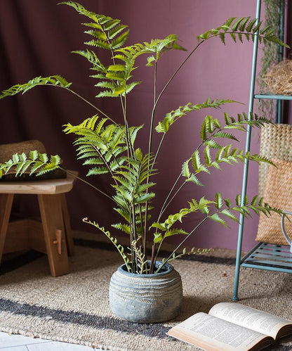 Artificial Faux Eagle Fern Bulk Plant by RusticReach in a round gray pot with tall fronds on Tampa Home & Garden Store