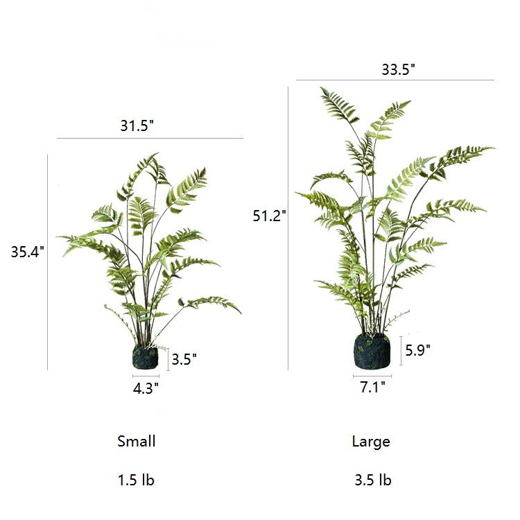 RusticReach artificial eagle fern bulk plant set, small & large sizes (35.4in and 51.2in tall) on Tampa Home & Garden Store