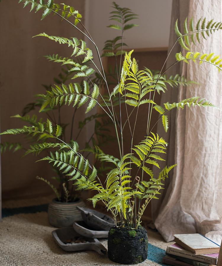 Artificial Faux Eagle Fern Bulk Plant by RusticReach in a mossy pot with lush green fronds on Tampa Home & Garden Store