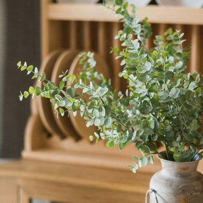 Artificial eucalyptus stem by RusticReach, green 26-inch tall in a gray ceramic vase on Tampa Home & Garden Store