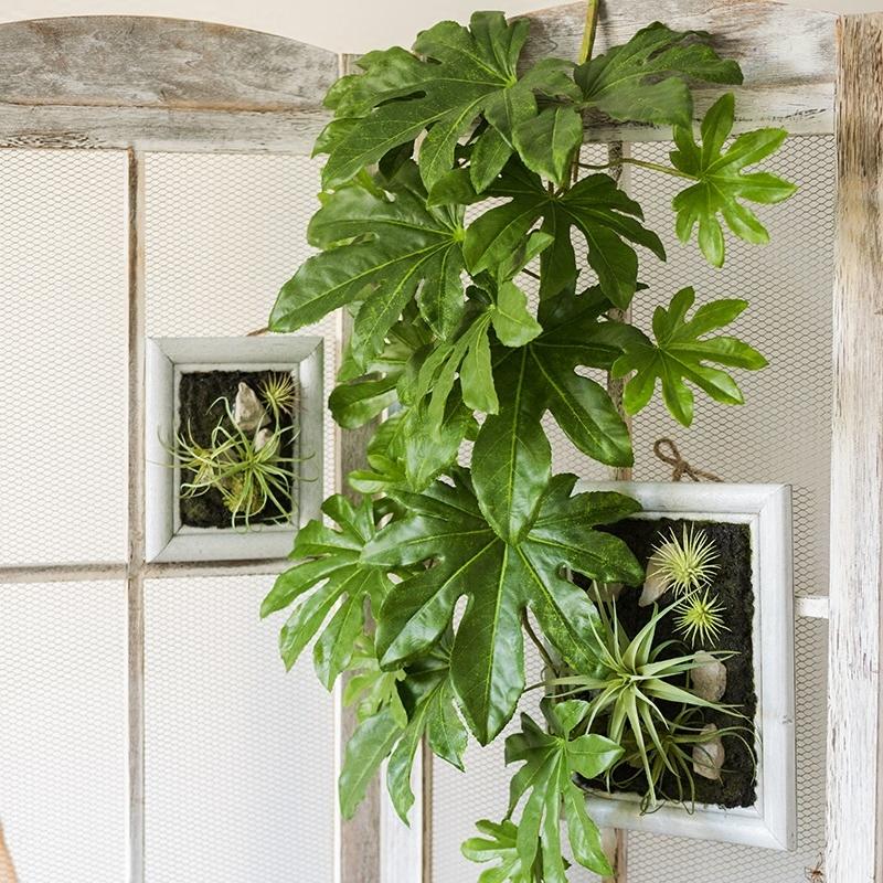 Artificial Fatsia leaf vine, 32 inches long, lush glossy green lobed leaves, RusticReach on Tampa Home & Garden Store