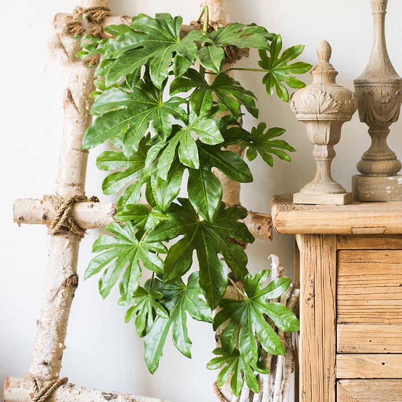 Artificial Fatsia Leaf Vine, 32-inch long, lush green glossy leaves, RusticReach on Tampa Home & Garden Store