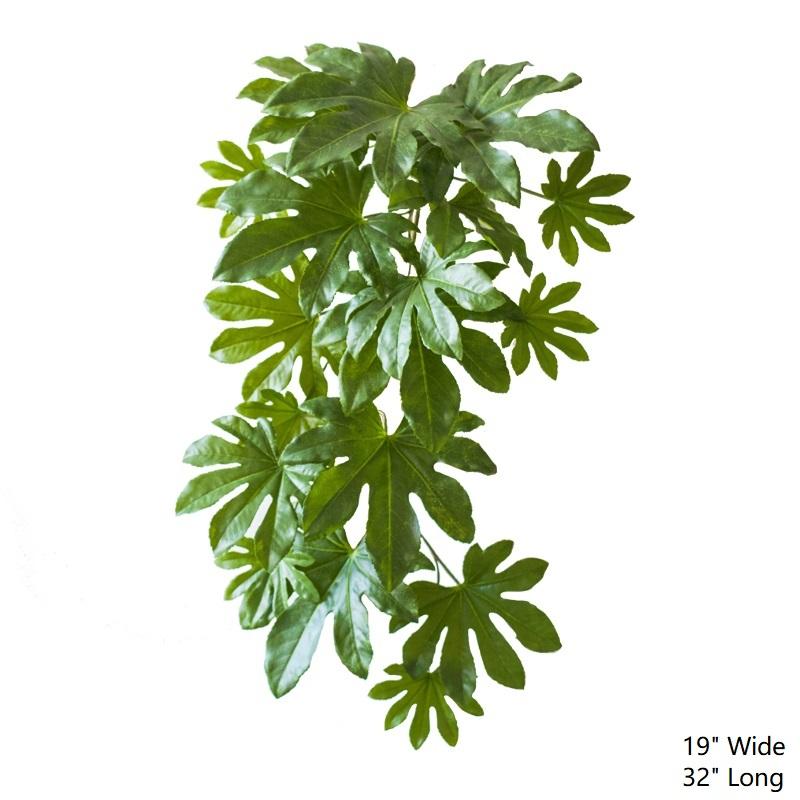 Artificial fatsia leaf vine, 32 inches long, RusticReach, vivid green foliage on Tampa Home & Garden Store