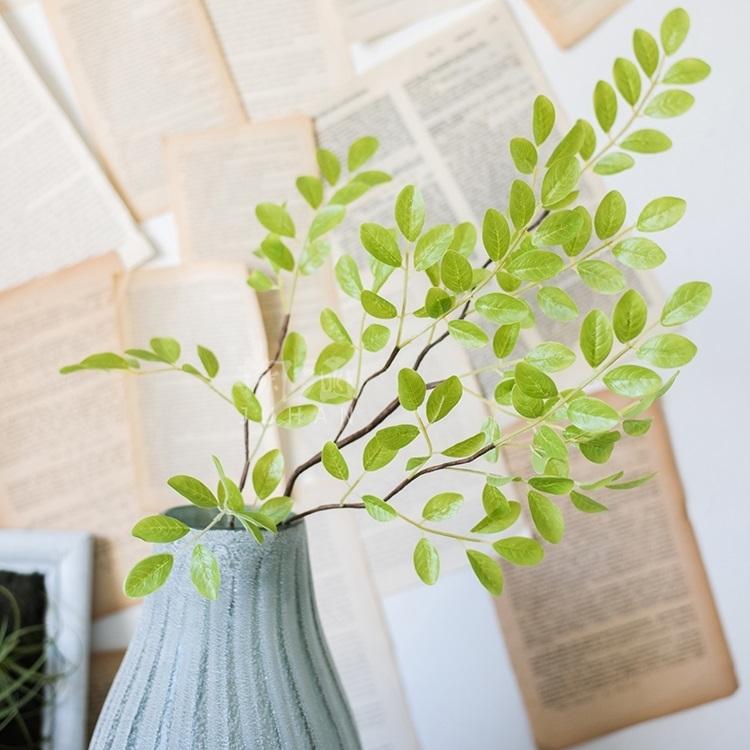 Artificial faux plant Fresh Spring Stem 37in tall in a blue-gray ribbed vase RusticReach on Tampa Home & Garden Store