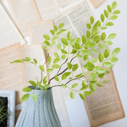 Artificial faux plant Fresh Spring Stem 37in tall in a blue-gray ribbed vase RusticReach on Tampa Home & Garden Store