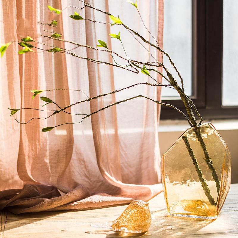 Artificial Faux Plant Green Leaf Rattan Stem 37 in Tall RusticReach in amber glass vase on Tampa Home & Garden Store