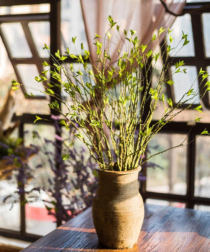 Artificial Faux Plant Green Leaves Rattan Stem 37in Tall by RusticReach in a brown vase on Tampa Home & Garden Store