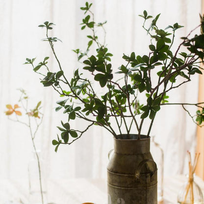Artificial Japanese Zen leaf stem plant in metal vase, 34in tall RusticReach on Tampa Home & Garden Store