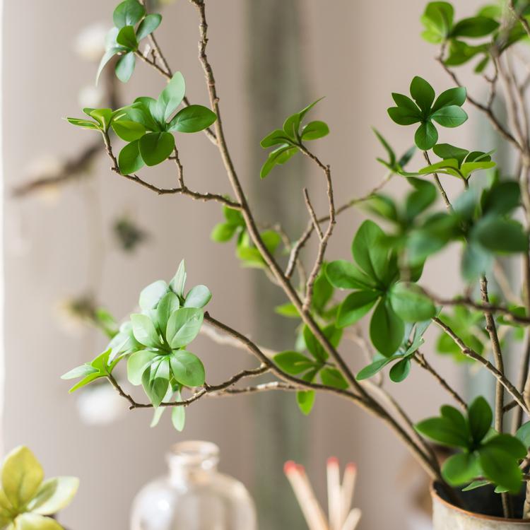 Artificial Japanese Zen leaf stem plant, 34 inches tall, green foliage, RusticReach on Tampa Home & Garden Store