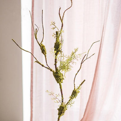 Artificial moss rattan stem, RusticReach, 30in tall, nonflowering plant with mossy branches on Tampa Home & Garden Store