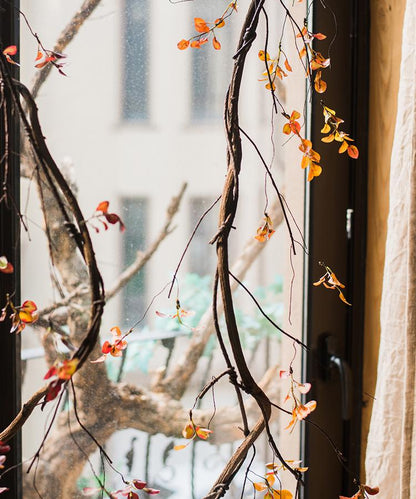 Artificial plant red vine leaf stem faux by RusticReach, vines with orange-red leaves near window on Tampa Home & Garden Store