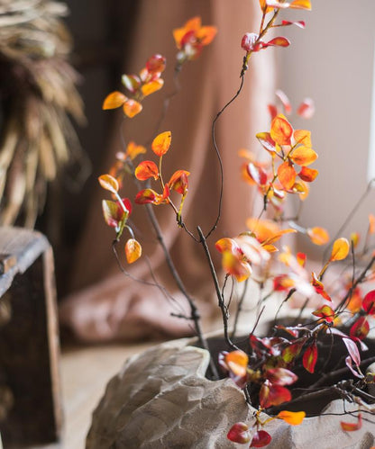 Artificial Plant Red Vine Leaf Stem Faux RusticReach orange-red leaves on dark twigs on Tampa Home & Garden Store