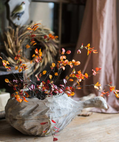 Artificial Plant Red Vine Leaf Stem Faux in gray vase with orange-red leaves RusticReach on Tampa Home & Garden Store