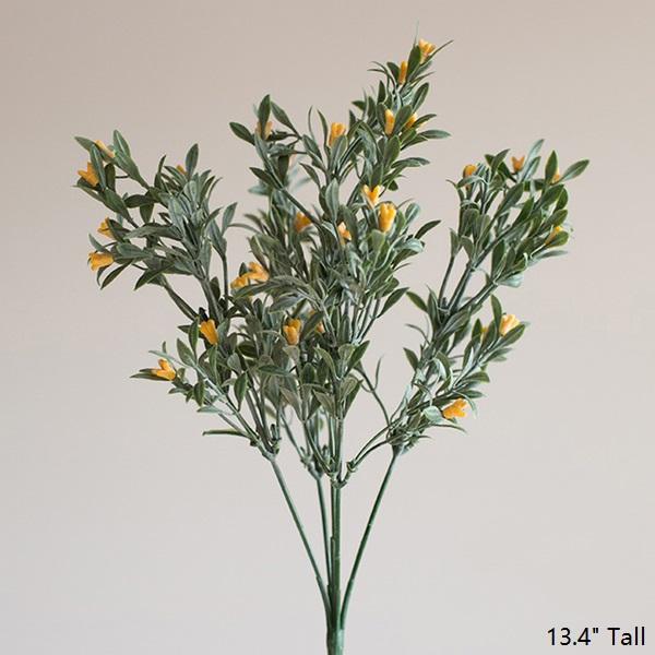 Artificial silk orchid stem set in yellow with green foliage, RusticReach, 13.4 inch tall on Tampa Home & Garden Store