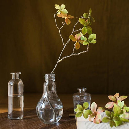Artificial Zen leaf stem RusticReach 18in tall, green leaves with pink tips in a glass vase on Tampa Home & Garden Store