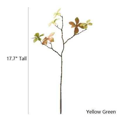 Artificial Faux Japanese Zen Leaf Stem by RusticReach, 18in tall with yellow-green leaves on Tampa Home & Garden Store