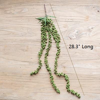 RusticReach artificial tear-drop hanging plant with four green bead strands, 28-inch long on Tampa Home & Garden Store