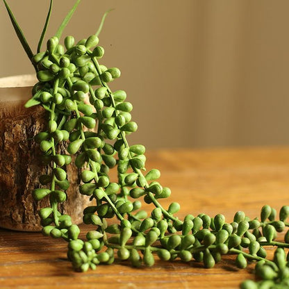 Artificial Tear Drop Hanging Plant, 28 inches long, green bead leaves, RusticReach on Tampa Home & Garden Store