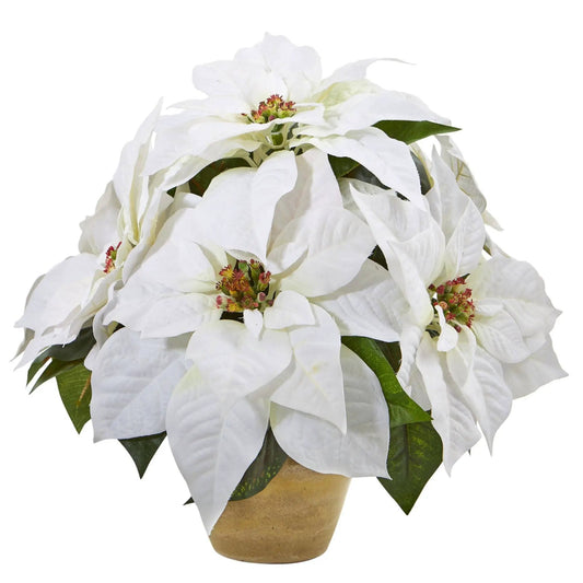 Poinsettia Artificial Arrangement in Ceramic Vase - Tampa Home & Garden Store
