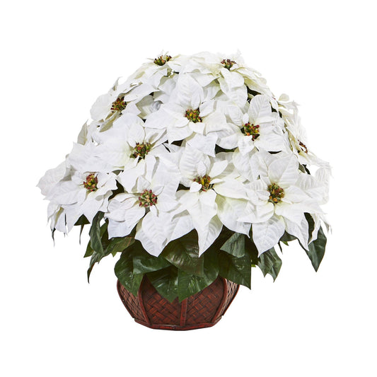Poinsettia Artificial Arrangement in Decorative Planter - Tampa Home & Garden Store