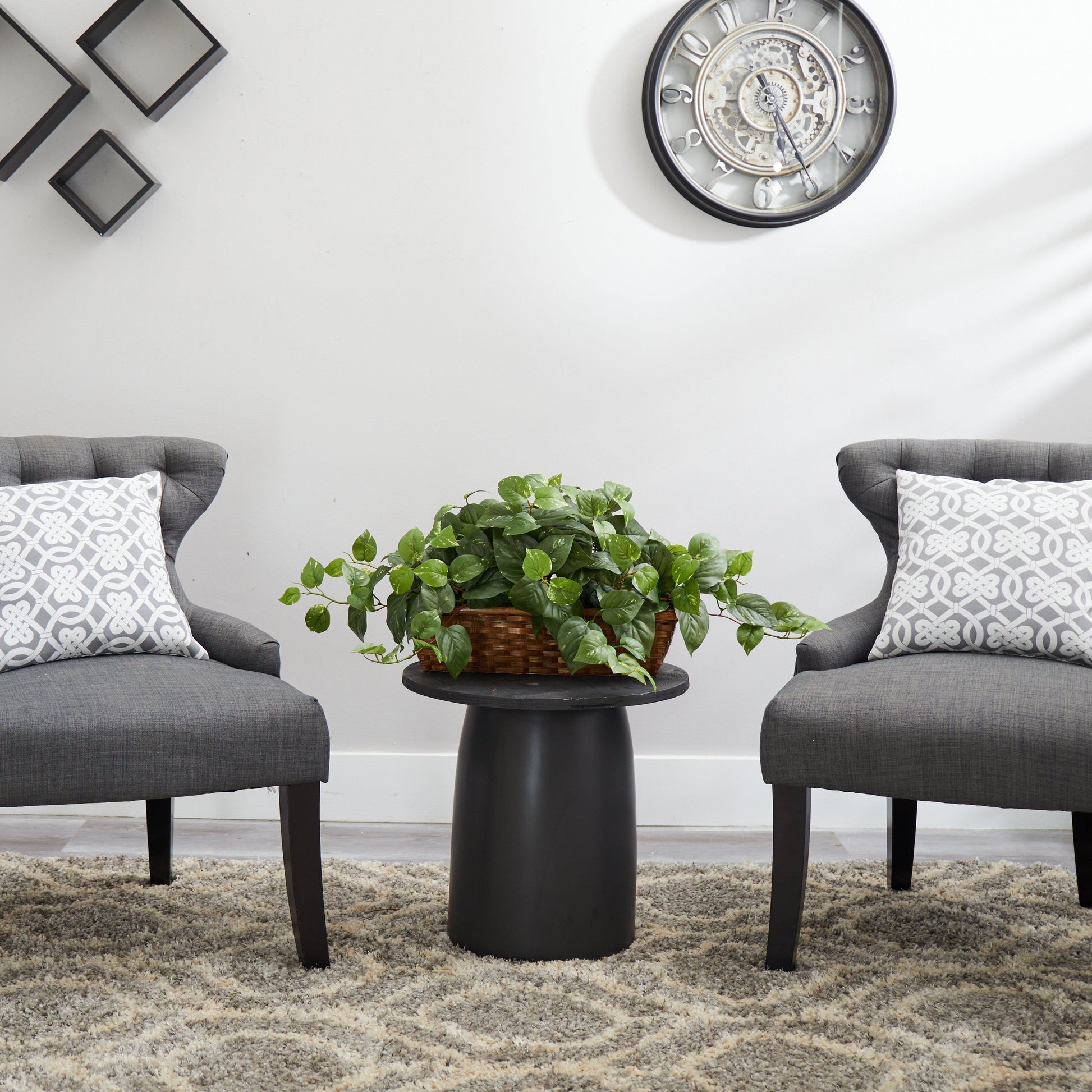 Pothos w/ ledge basket, Nearly Natural artificial plant in wicker planter on Tampa Home & Garden Store