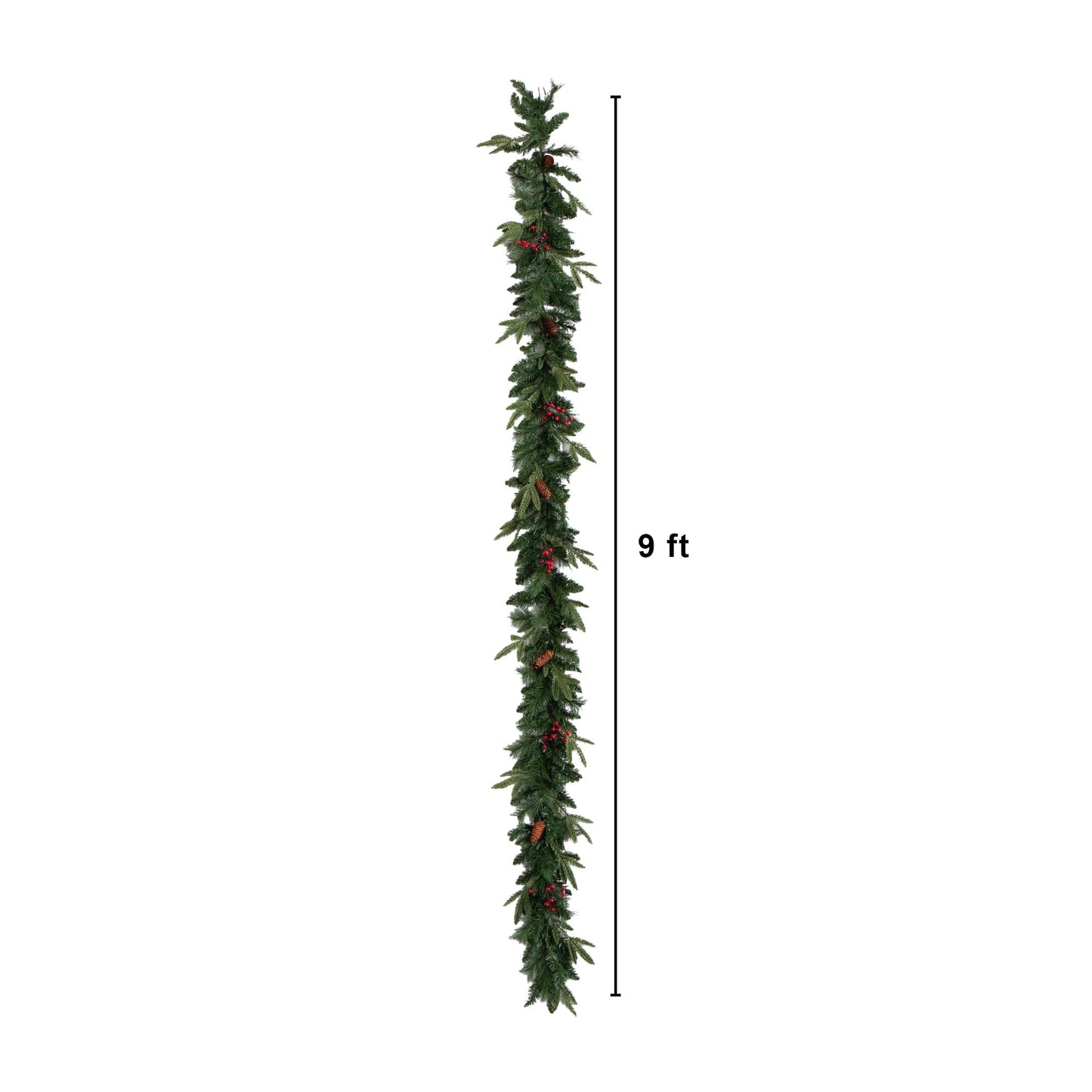 Garland 9 ft artificial evergreen with pinecones and red berries on Tampa Home & Garden Store