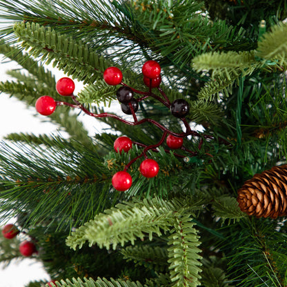 Christmas tree branch from Nearly Natural pre-lit artificial tree with pinecones and red berries on Tampa Home & Garden Store