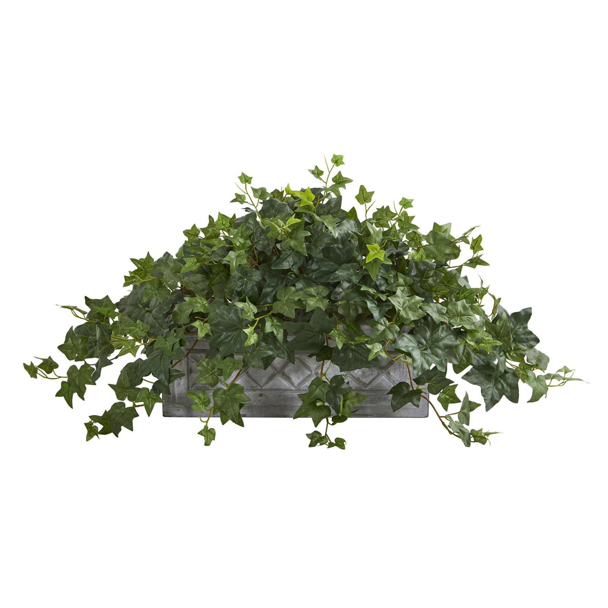 Puff Ivy artificial plant in stone planter by Nearly Natural, cascading green ivy leaves on Tampa Home & Garden Store