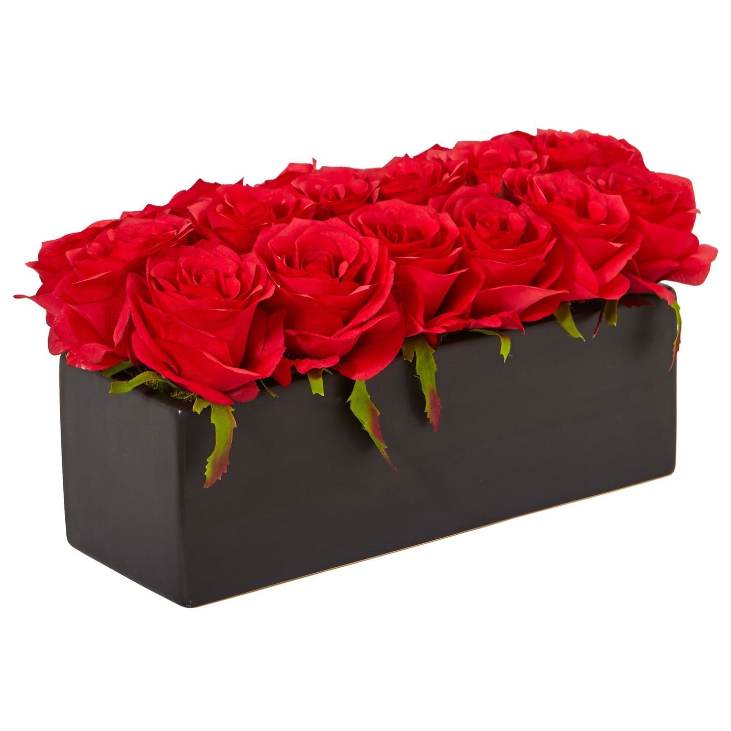 Rosas en jardinera rectangular